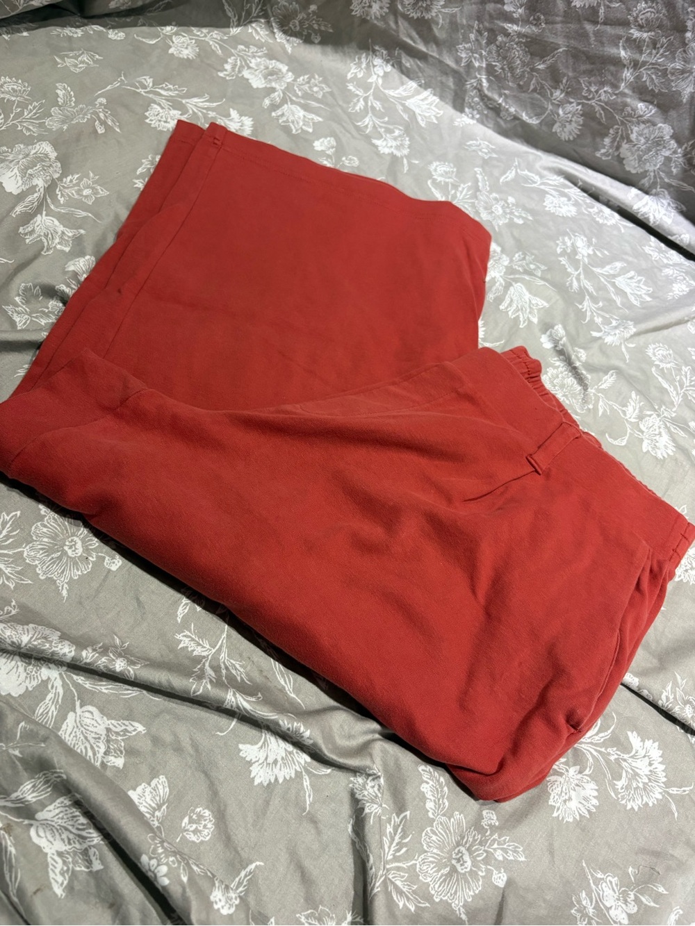 Lands End sport knit crop wide leg elastic waist pumpkin orange large